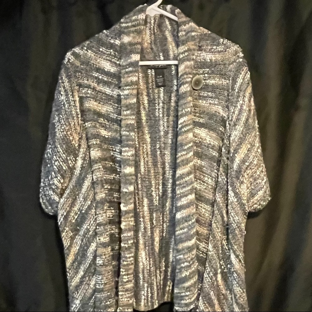 Sweater cardigan wrap with bottom fringe 2…